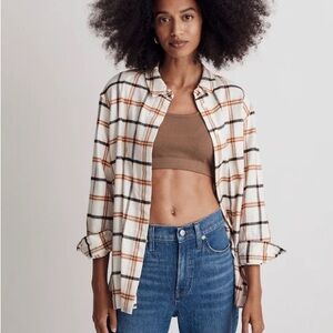 Madewell flannel- Cream and Brown